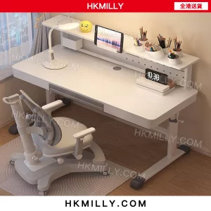 A&0793兒童書桌椅組合 可調節高低 多功能書台 升降桌子 書桌書架組合 手搖升降