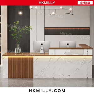 A&1444訂造收銀枱轉角台L型桌子迎賓檯公司前台服裝店門店吧枱定製接待枱大型辦公台
