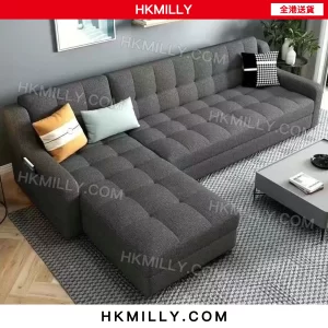 A&1605貴妃L形儲物沙發床 布藝梳化床 轉角沙發 可收納梳化 三人位 多人位沙發 科技佈沙發 折疊沙發