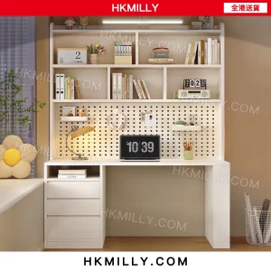 A&1802實木環保學習桌 書桌書架一體 大容量收納櫃帶洞洞板可DIY掛件