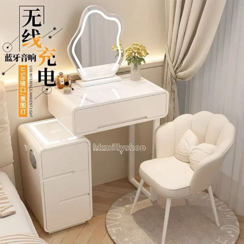 A&1796整裝實木智能多功能梳妝枱 岩板台面 無線充電 藍牙音響 化妝品收納櫃