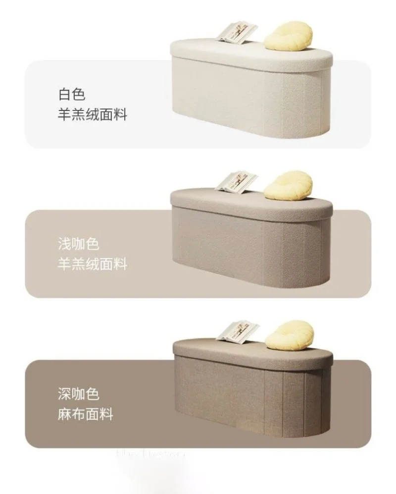 A&1801可折疊收納儲物凳 超強承重 多功能儲物箱 可坐人 換鞋凳 收納凳 沙發凳子 梳化凳 泰迪絨面料 棉麻面料 大容量折疊凳 - Image 6
