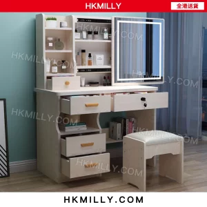 A&0159梳妝台 化妝檯 臥室床頭櫃化妝品收納架帶鏡子帶led燈組合櫃