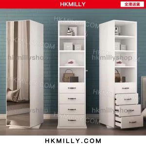A&0401單門衣櫃 儲物櫃 全身鏡櫃子 落地旋轉可移動鏡櫃 穿衣鏡 多功能收納櫃