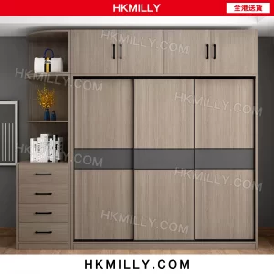 A5083衣櫃 趟門衣櫃 衣櫥 推拉門衣帽櫃 實木經濟型臥室家用收納櫃子簡易出租房大衣櫃 全新包送貨
