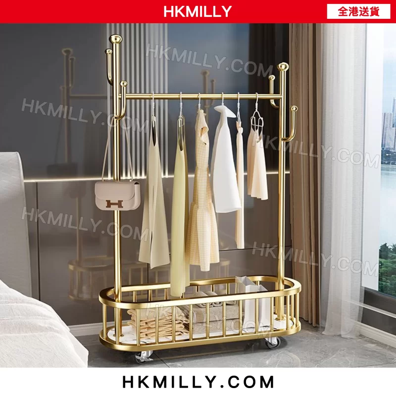 A5095掛衣架 衣帽架 臥室落地置物架 可移動帶轆 衣服收納架全新包送貨