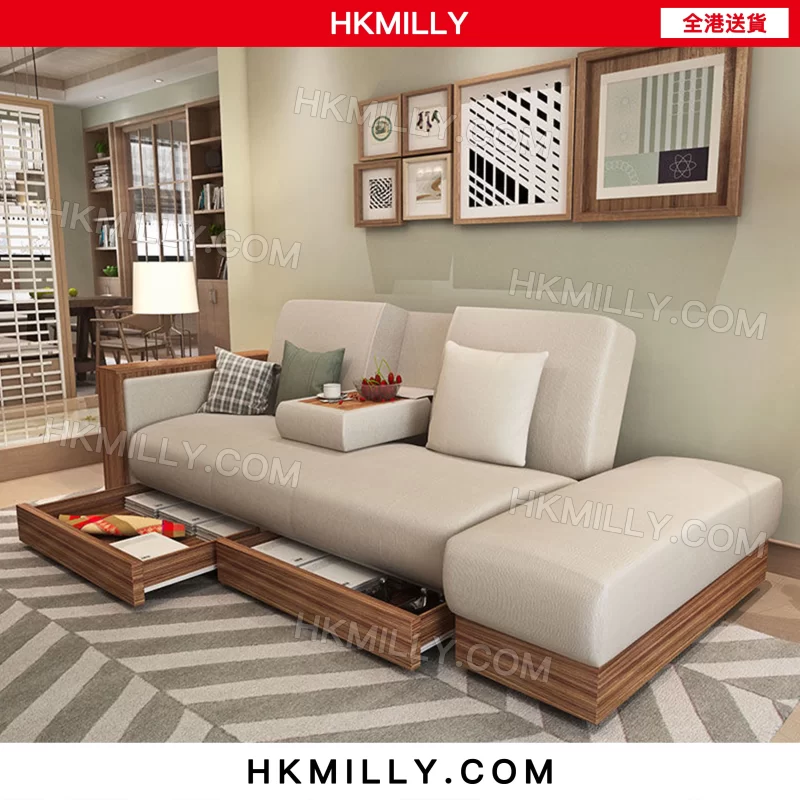 A5139日式沙發 布藝梳化床 sofa bed 儲物沙發 懶人沙發床 可收納腳踏貴妃椅 單人雙人沙發床多顏色選擇pu皮乳膠海綿坐墊