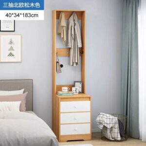 A&0114衣帽架臥室落地置物架簡約掛衣服掛包家用衣架床頭櫃組合櫃子