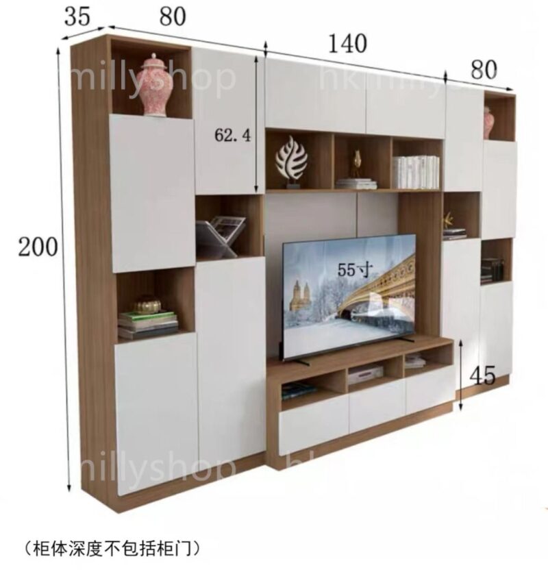 A&0710實木生態板多層實木板電視櫃組合櫃多功能收納櫃 - Image 10