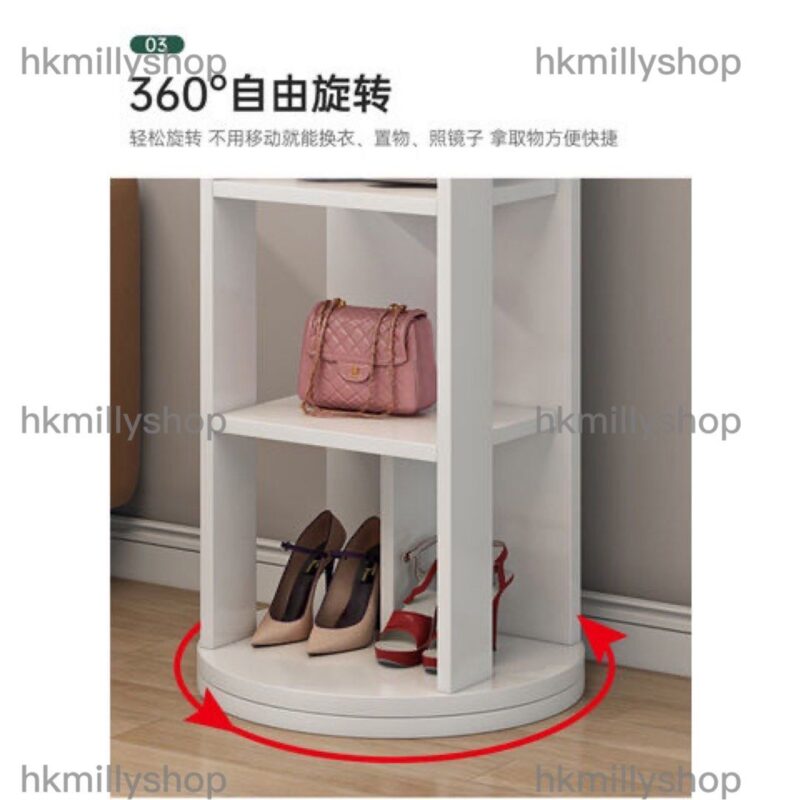 A&0765鏡櫃 衣帽櫃 掛衣架 穿衣鏡 可360度旋轉 移動款全身鏡 落地鏡 多功能試衣鏡 - Image 3