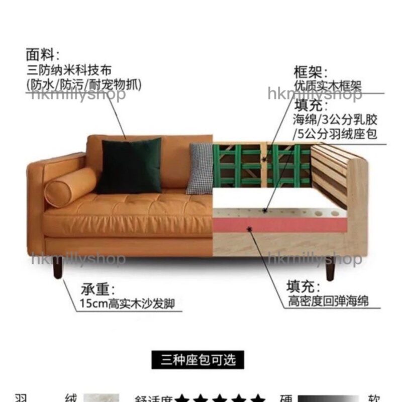 A1359歐式皮質沙發 小戶型沙發 梳化 單人位 雙人位 三人位 全新包送貨 - Image 8
