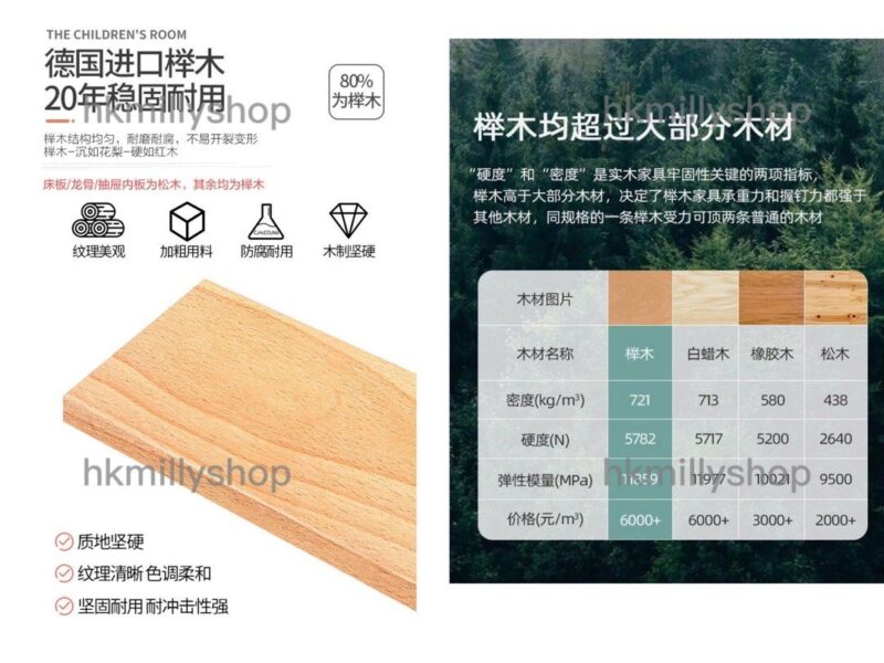 A1380實木櫸木上下床 床架 兒童床 高低床 寶寶床 子母床 實木成人床 雙層床 上下鋪 碌架床 上下同寬 全新包送貨 - Image 9