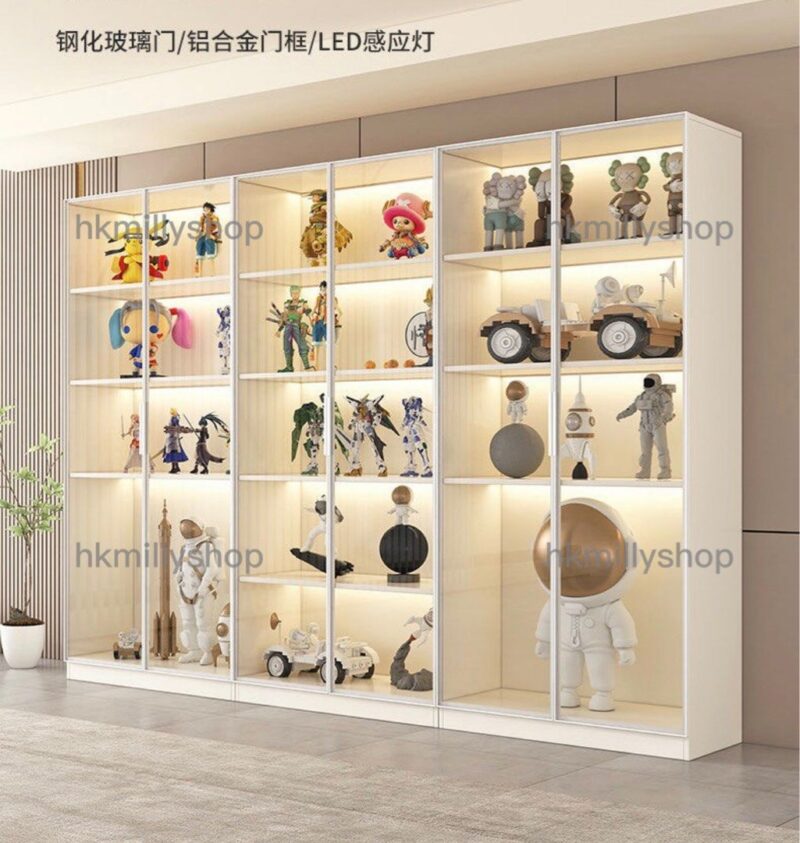 A&1385可定制尺寸顏色樂高櫃展示櫃油壓桿玻璃櫃手辦櫃收納櫃玩具櫃模型櫃