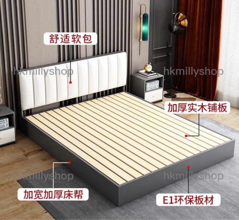 A&1426實木床板雙人床單人床軟包靠背床家用經濟床架 - Image 6