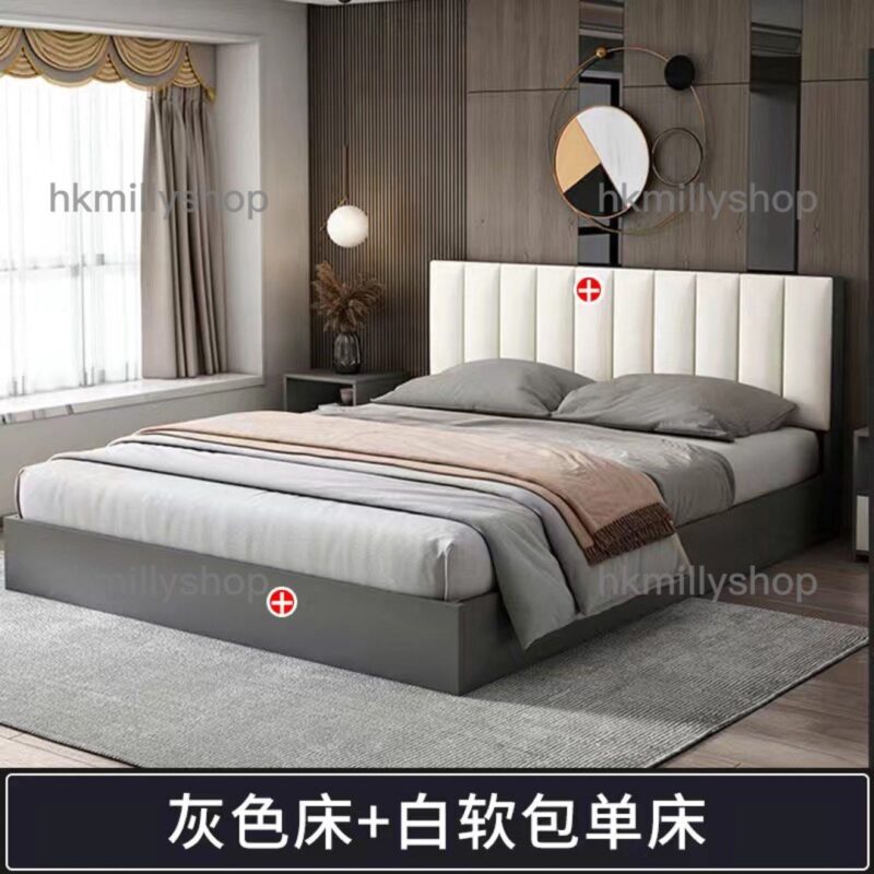 A&1426實木床板雙人床單人床軟包靠背床家用經濟床架 - Image 5
