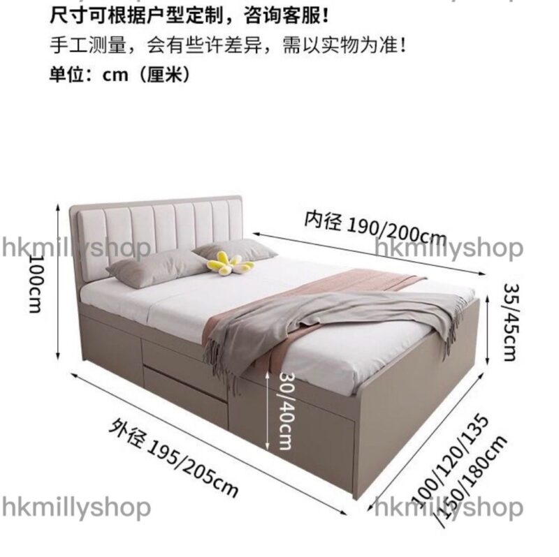 A&1447可訂製尺寸油壓床 儲物床 氣壓床 榻榻米 床頭軟靠背 - Image 11