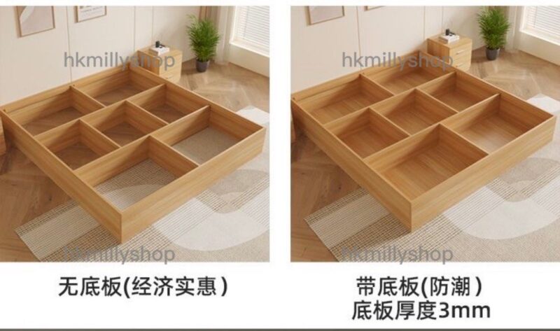 A&1574實木榻榻米床架 儲物床 抽屜床 雙人床 Queen size bed 高箱儲物床 櫃桶床 無床頭平面床Bed - Image 7