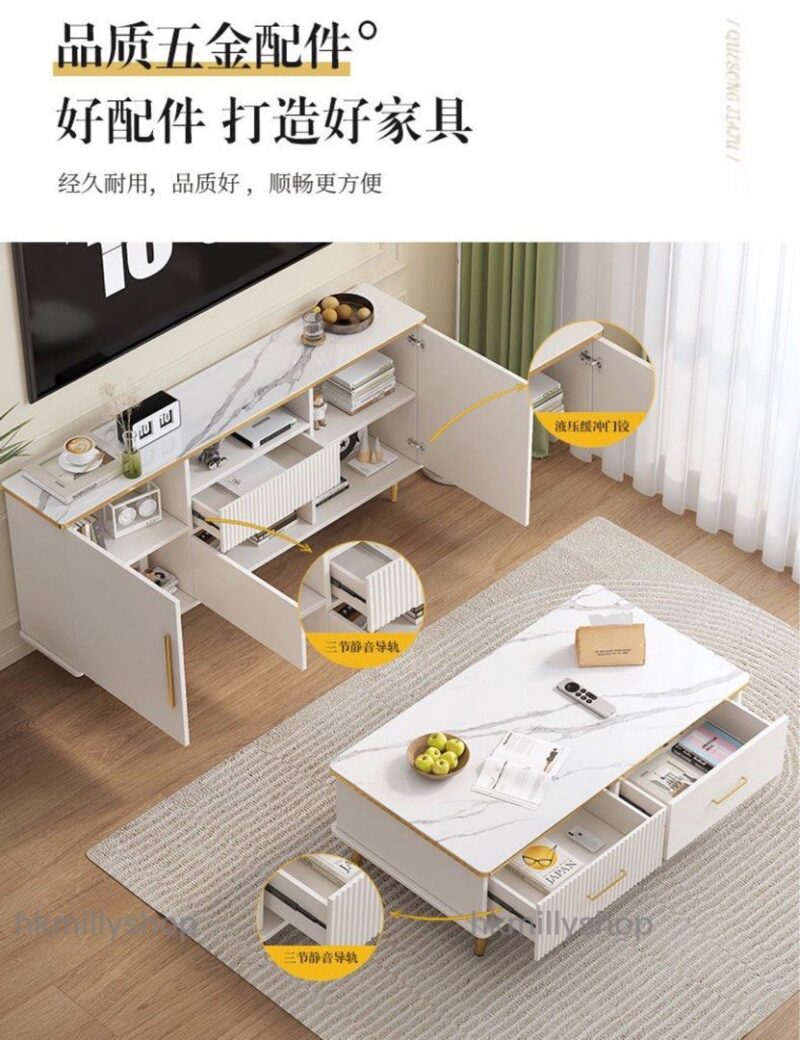 A&1658實木生態板電視櫃茶几組合加高款地櫃 - Image 6