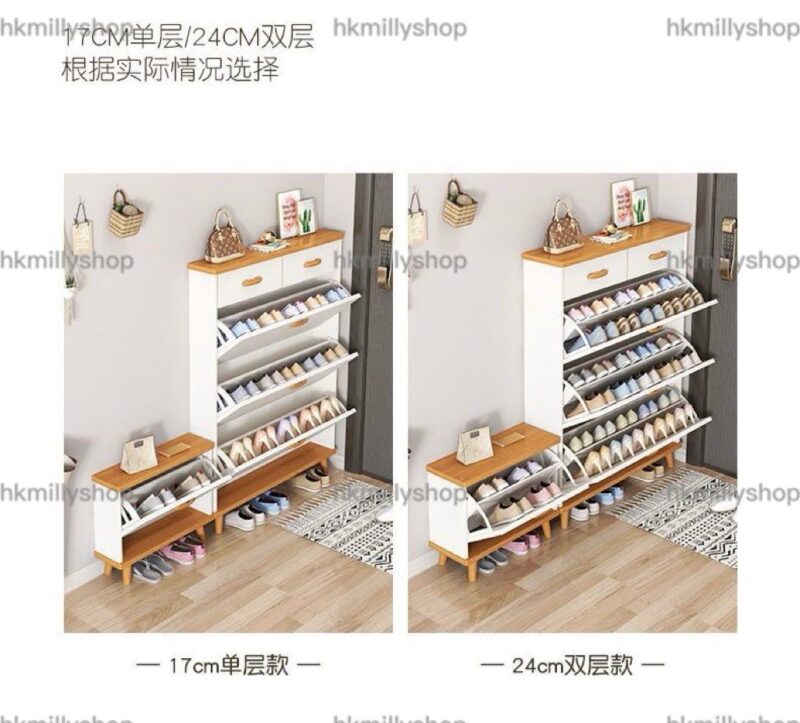 A&1759超薄鞋櫃 翻斗鞋櫃 大容量鞋架 入門收納櫃 置物櫃 門廳櫃 玄關櫃 儲物鞋架 收納鞋櫃 換鞋凳 穿鞋凳 翻斗鞋櫃 薄身鞋櫃 窄鞋櫃 - Image 5