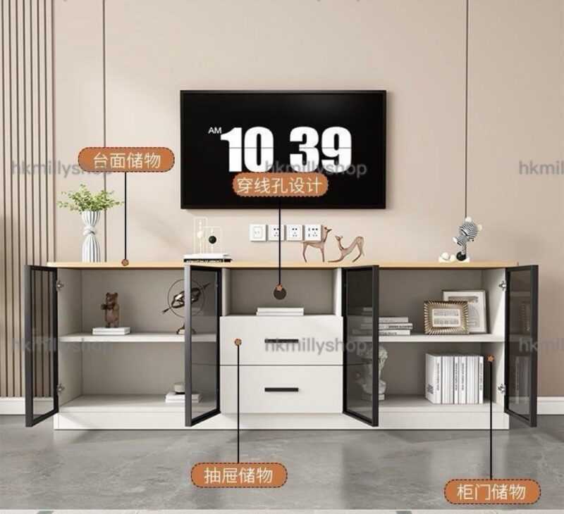 A&1858電視櫃玻璃門 多顏色選擇 實木電視機櫃 落地櫃 TV櫃 儲物櫃 收納櫃 地台櫃 按壓開門 雜物櫃 抽屜櫃全新包送貨 - Image 6