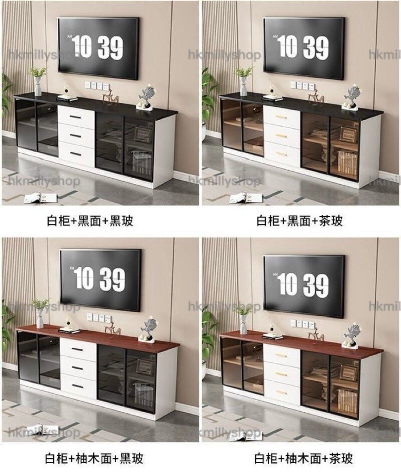 A&1858電視櫃玻璃門 多顏色選擇 實木電視機櫃 落地櫃 TV櫃 儲物櫃 收納櫃 地台櫃 按壓開門 雜物櫃 抽屜櫃全新包送貨 - Image 8
