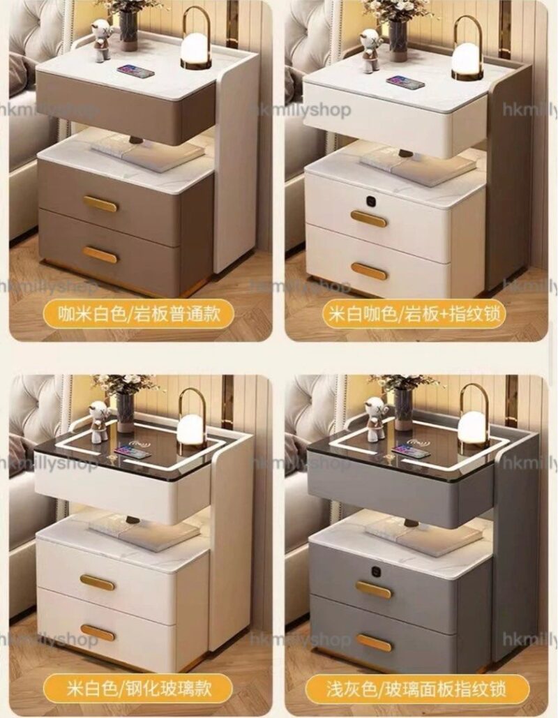 A&1867智能床頭櫃 指紋鎖櫃子 無線快充+USB 只能藍牙音響 三色可調燈光 岩板檯面 - Image 9